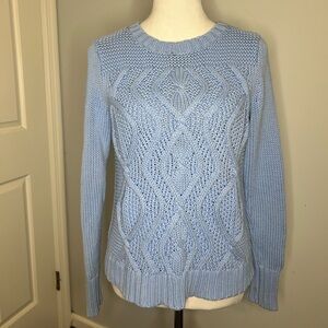 Lands’ End Drifter Cotton Cable Knit Crew Neck Sweater
